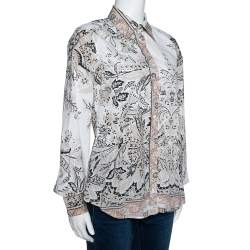 Etro Beige Paisley Print Stretch Cotton Long Sleeve Shirt M