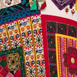 Pre Owned Etro Multicolor Patchwork Print Jersey V-Neck Shift Dress S