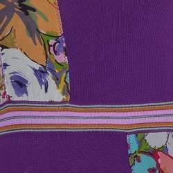 Pre Owned Etro Purple Silk & Knit Patched Sleeveless Top S