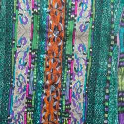 Etro Green Printed Stretch Cotton Long Sleeve Shirt L