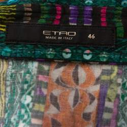 Etro Green Printed Stretch Cotton Long Sleeve Shirt L