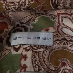 Pre Owned Etro Taupe Floral Paisley Print Cotton Long Sleeve Shirt S