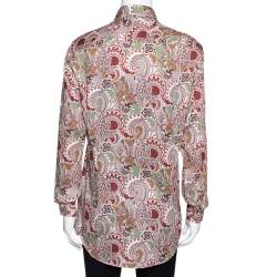 Pre Owned Etro Taupe Floral Paisley Print Cotton Long Sleeve Shirt S