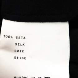 مملوكة مسبقًا توب إيترو مقلم منفوش رقبة حمالات منفوش حرير مطبوع أسود مقاس وسط (ميديوم)