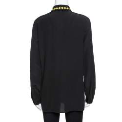 Pre Owned Etro Black Silk Crepe de Chine Embroidered Long Sleeve Shirt M