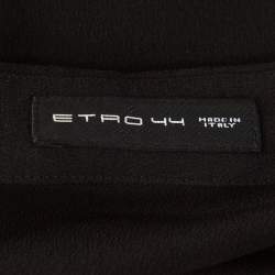 Pre Owned Etro Black Silk Crepe de Chine Embroidered Long Sleeve Shirt M