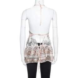 مملوكة مسبقًا توب إيترو حرير كريمي مورد مقدمة مفتوحة برقبة حمالات مقاس متوسط - ميديوم