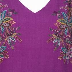 Pre Owned Etro Purple Floral Print Wool Shift Dress M