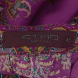Pre Owned Etro Purple Floral Print Wool Shift Dress M