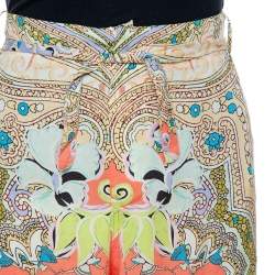 Pre Owned Etro Multicolor Floral Print Silk Crepe Palazzo Pants L