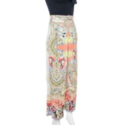 Pre Owned Etro Multicolor Floral Print Silk Crepe Palazzo Pants L