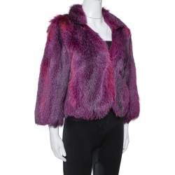 Pre Owned Etro Purple Fox Fur Jacket M