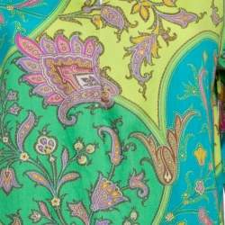 مملوكة مسبقًا Etro Green Cotton Printed Crepe de Chine Dress L