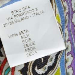 Pre Owned توب إيترو حرير مورد مطبوع متعدد الألوان مقاس كبير - لارج