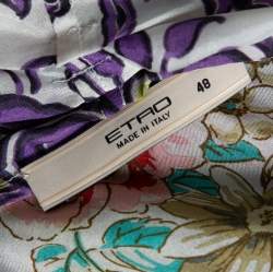 Pre Owned توب إيترو حرير مورد مطبوع متعدد الألوان مقاس كبير - لارج