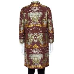 Pre Owned Etro Vintage Brown Floral Jacquard Coat M