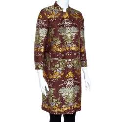 Pre Owned Etro Vintage Brown Floral Jacquard Coat M