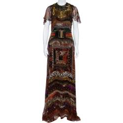 Pre Owned Etro Multicolor Printed Silk Maxi Dress M