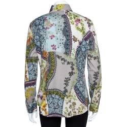 Pre Owned Etro Multicolor Floral Print Stretch Cotton Shirt L