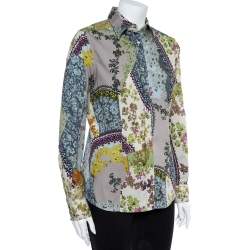 Pre Owned Etro Multicolor Floral Print Stretch Cotton Shirt L