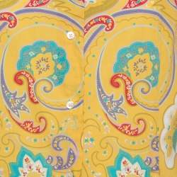 Pre Owned Etro Yellow Paisley Print Stretch Cotton Shirt L