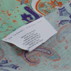 Pre Owned Etro Green Ramie Paisley Print Button Front Shirt L