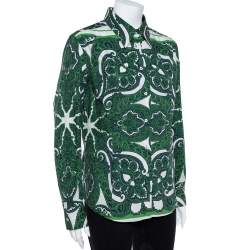 مملوكة مسبقًا Etro Green Stretch Cotton Paisley Print Button front Shirt XL