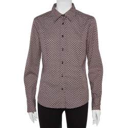 Etro Maroon Cotton Floral Print Full Sleeve Shirt L