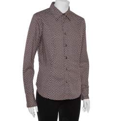 Etro Maroon Cotton Floral Print Full Sleeve Shirt L