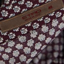 Etro Maroon Cotton Floral Print Full Sleeve Shirt L