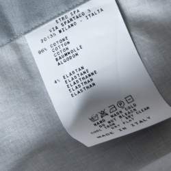 Pre Owned Etro Grey Cotton Half Print Half Plain Full Sleeve Shirt L