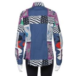 Etro Multicolor Patchwork Print Cotton Button Front Shirt L