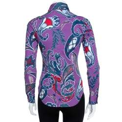 Pre Owned قميص إيترو قطن سترتش طباعة بيزلي زهور بنفسجي S