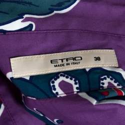 Pre Owned قميص إيترو قطن سترتش طباعة بيزلي زهور بنفسجي S