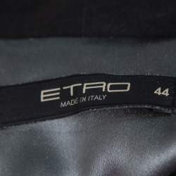 Pre Owned Etro Black Satin Paisley Print Open Front Kimono Jacket M