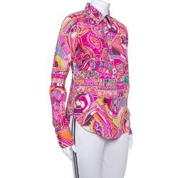 Pre Owned قميص إيترو قطن طباعة تريبال تجريدية متعدد الألوان بأزرار أمامية مقاس كبير - لارج 