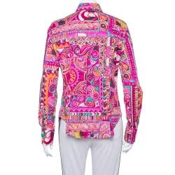 Pre Owned قميص إيترو قطن طباعة تريبال تجريدية متعدد الألوان بأزرار أمامية مقاس كبير - لارج 