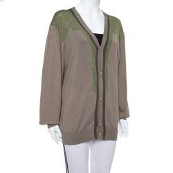 مملوكة مسبقًا Etro Brown Abstract Printed Wool Button Front Cardigan 2XL
