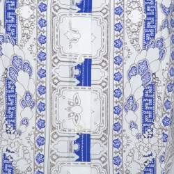 Pre Owned Etro White & Blue Abstract Printed Cotton Button Front Shirt L 