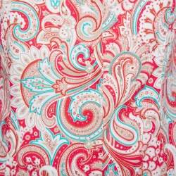 Pre Owned Etro Red Paisley Printed Stretch Cotton Button Front Shirt S