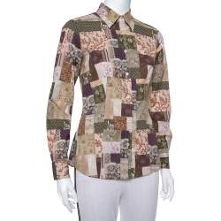Etro Multicolor Paisley Printed Stretch Cotton Button front Shirt M