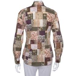 Etro Multicolor Paisley Printed Stretch Cotton Button front Shirt M