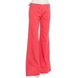 مملوكة مسبقًا بنطلون إيترو فضفاض تفاصيل حزام خصر قطن وردي مقاس متوسط