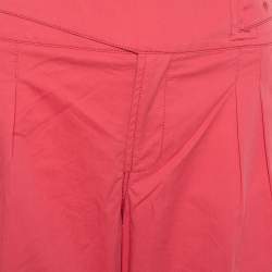 مملوكة مسبقًا بنطلون إيترو فضفاض تفاصيل خصر بحزام قطن وردي مقاس كبير