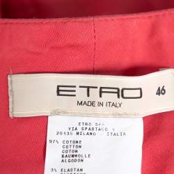 مملوكة مسبقًا بنطلون إيترو فضفاض تفاصيل خصر بحزام قطن وردي مقاس كبير