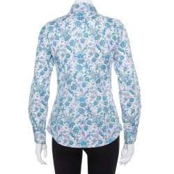 Pre Owned قميص إيترو أزرار أمامية قطن مطبوع مورد متعدد الألوان مقاس صغير (سمول)