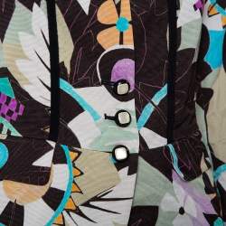 Etro Multicolor Abstract Printed Synthetic & Cotton Button Front Blazer M