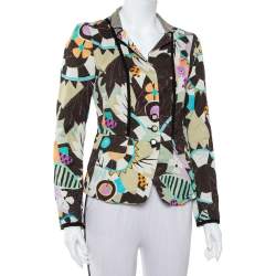 Etro Multicolor Abstract Printed Synthetic & Cotton Button Front Blazer M