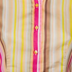 Pre Owned Etro Multicolor Striped Cotton Fitted Button Front Shirt S