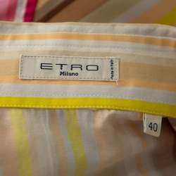 Pre Owned Etro Multicolor Striped Cotton Fitted Button Front Shirt S